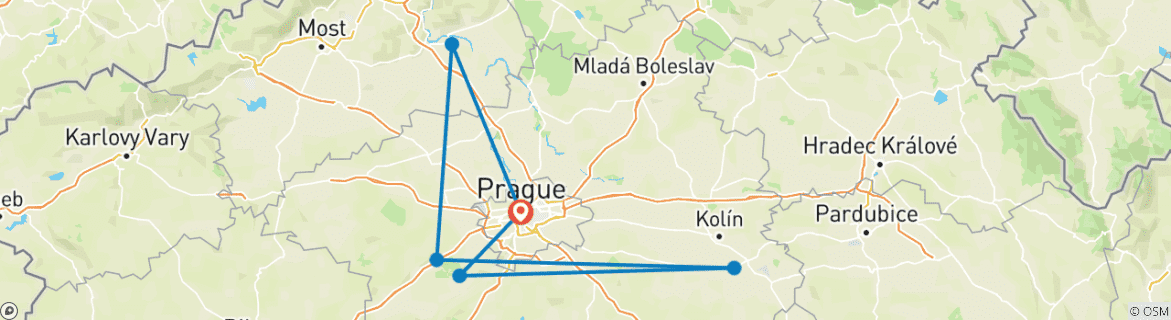 Map of 8 Days Adventure Tour: Prague, Nature, Caves, Culture, History