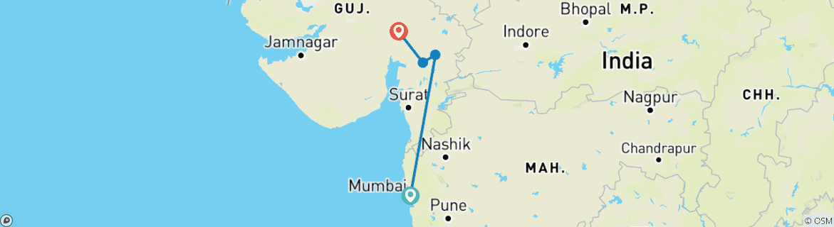 Map of Mumbai-Ahmedabad Cultural Caravan