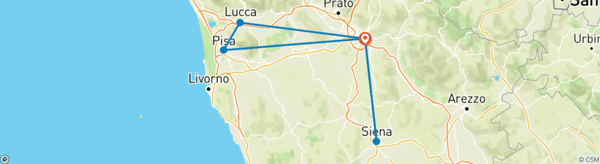 Image d'une carte montrant l'itinéraire du circuit