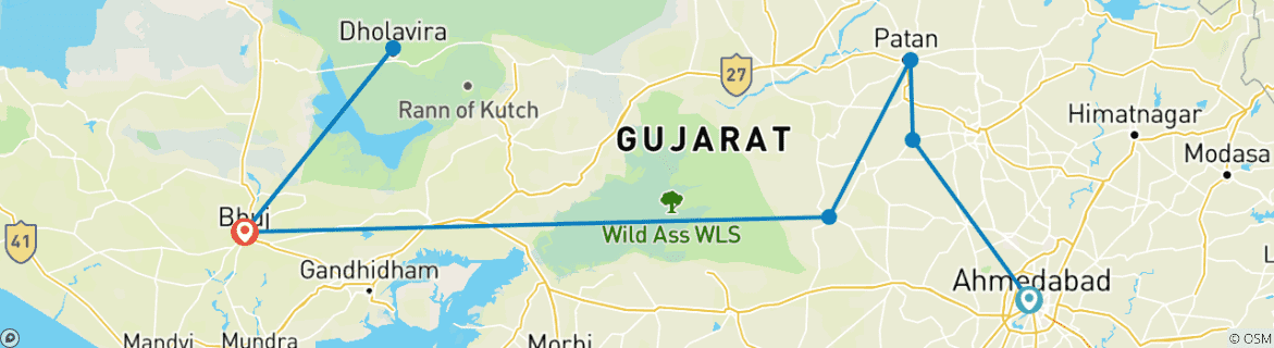 Map of Gujarat Archaeo-Nature Expedition