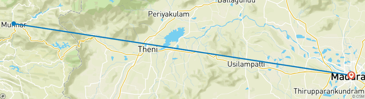 Carte du circuit Escapade majestueuse à Munnar depuis Madurai