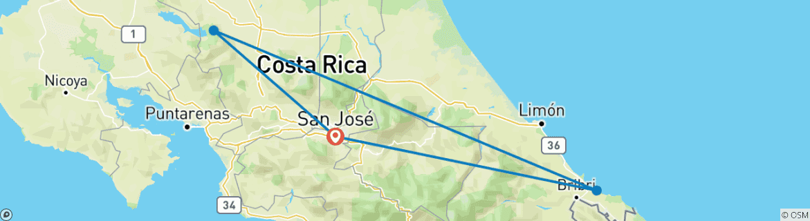 Foto van een kaart met de route van de rondreis