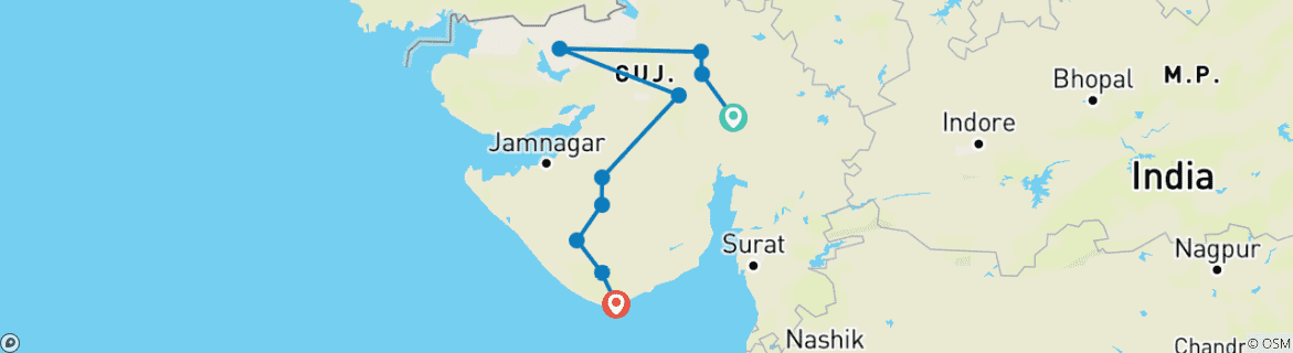 Map of Gujarat Treasures: A Journey through History, Wildlife, and Coastal Serenity