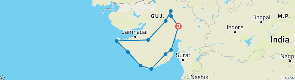 Map of Temple Trails of Gujarat