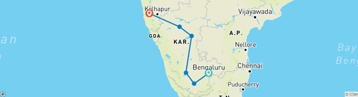 Map of The Southern Feast - Karnataka & Goa