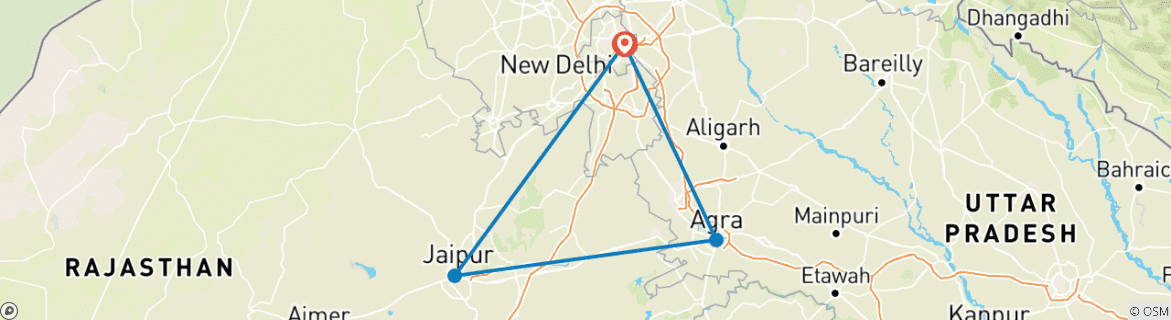 Foto van een kaart met de route van de rondreis