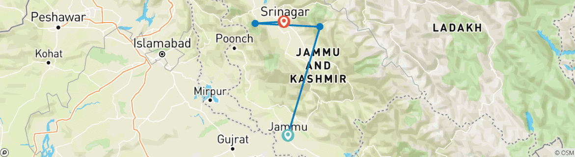 Karte von Tal der Träume: Jammu & Kaschmir Entdeckungsreise