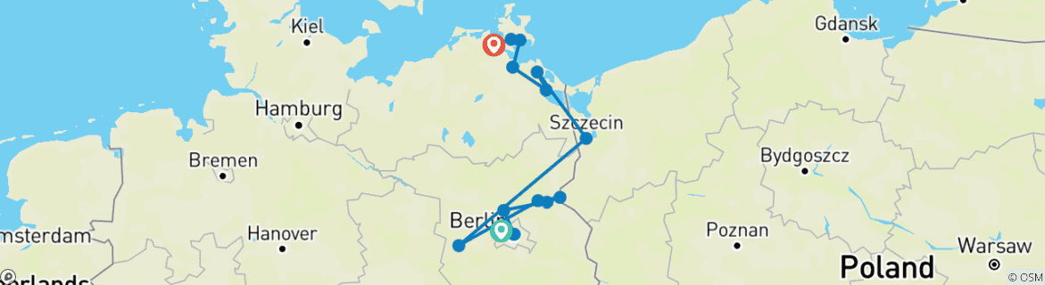 Image d'une carte montrant l'itinéraire du circuit