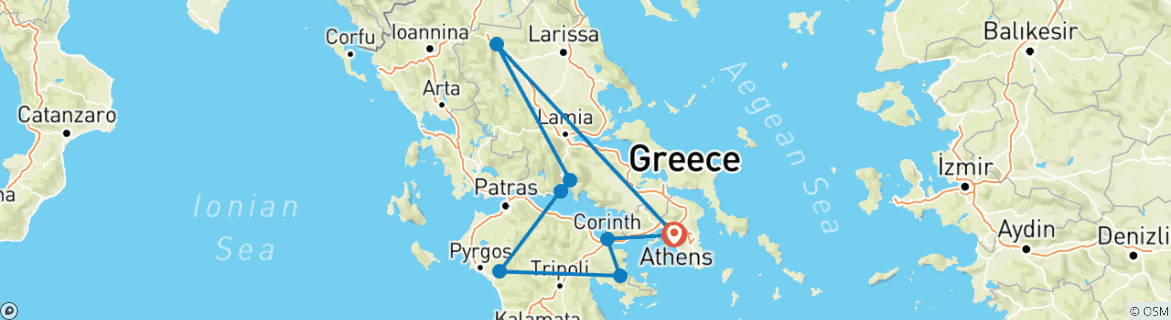 Karte mit der Reiseroute