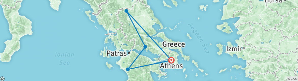 Map of 3 Day Private Tour Delphi, Ancient Olympia & Monasteries of Meteora