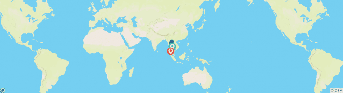 Kaart van DIEPGAANDE ONTDEKKINGSTOCHT DOOR THAILAND