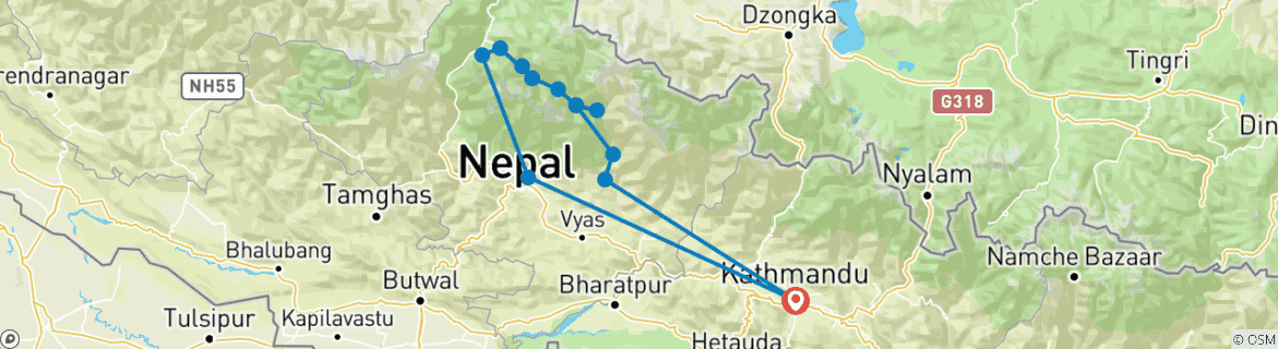 Map of Pisang Peak Technical Climb - 20 Days