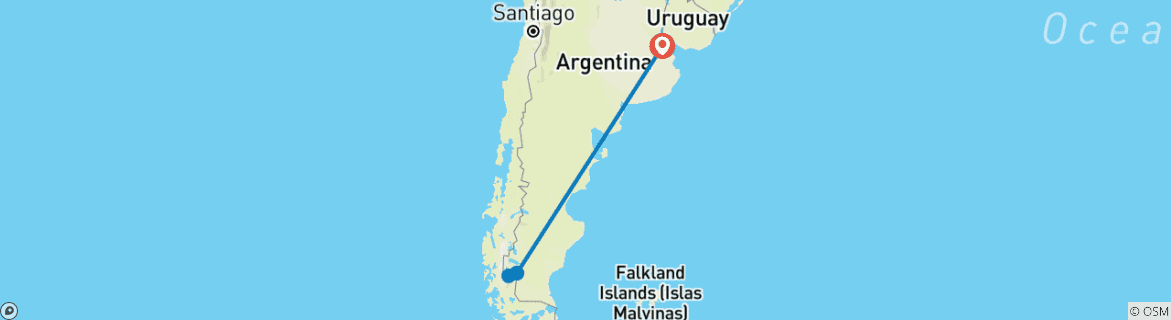 Map of 8-Day Argentina & Patagonia Tour : Buenos Aires & El Calafate