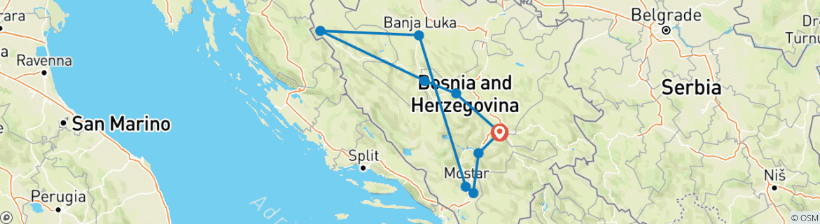 Karte mit der Reiseroute