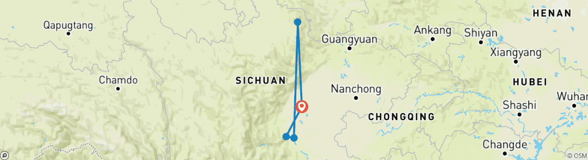 Map of Sichuan Discovery 10D: Chengdu, Panda Base, Jiuzhaigou, Jianmen, Langzhong, Leshan, Mt Emei