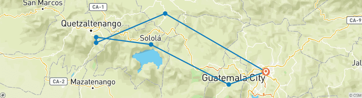 Map of Guatemala, land of mayas - 8 days