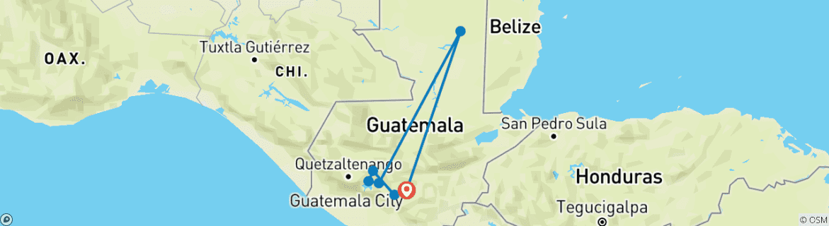 Mapa de Guatemala: la Mesa de los mayas - 8 días