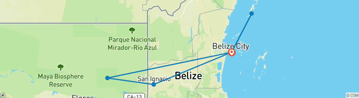 Map of Belize between two worlds - 9 days