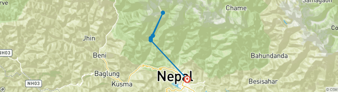 Image d'une carte montrant l'itinéraire du circuit