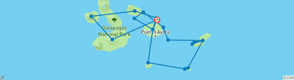 Map of Galapagos Cruise - Central, West, East & South Islands in 12 Days aboard the Monserrat