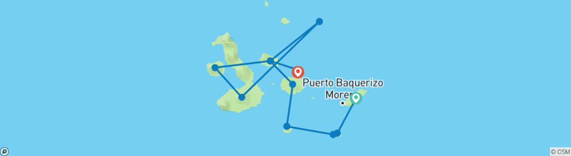 Map of Galapagos Cruise - Discover Southeast, North & West Islands in 11 Days aboard the Monserrat