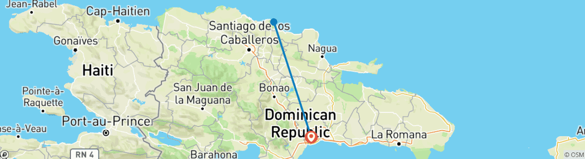 Karte von Dominikanische Republik: Santo Domingo & Cabarete - 6 Tage