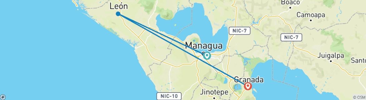 Image d'une carte montrant l'itinéraire du circuit