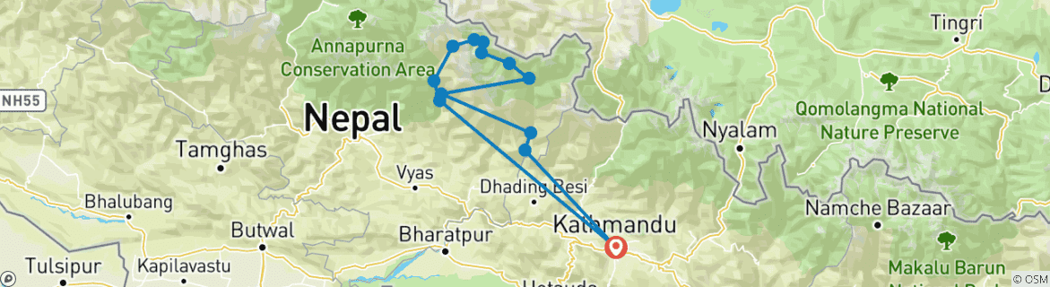 Mapa de Circuito del Manaslu - privado