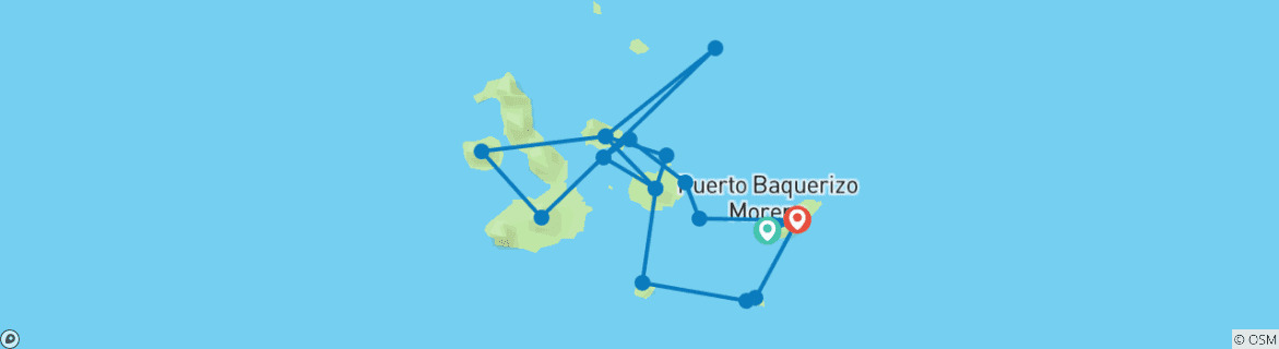 Map of Galapagos Cruise - Discover the Enchanted Islands in 15 Days aboard the Monserrat Yacht (C+D+A+B)