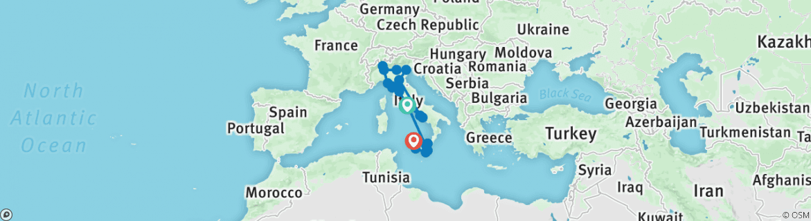 Map of Ultimate Italy (Standard, 22 Days)