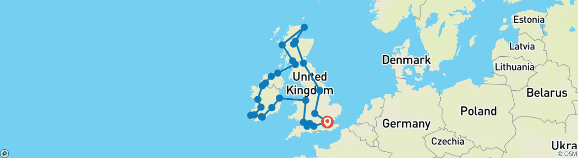 Map of Britain & Ireland Discovery (Small Groups, 22 Days)