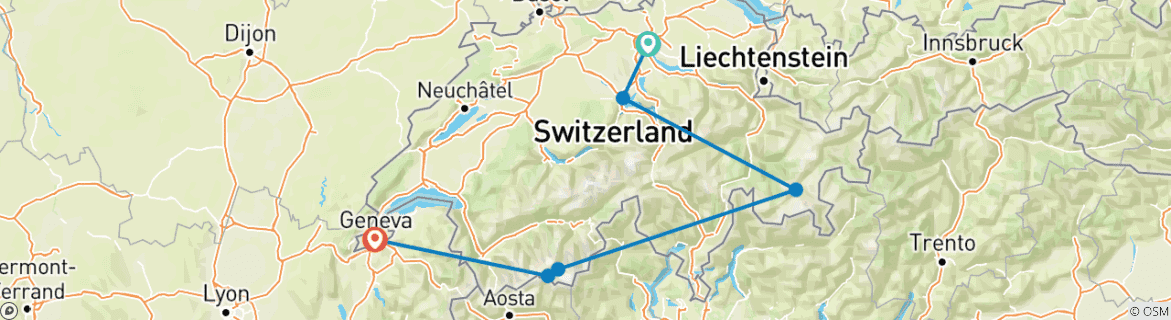 Map of Magical Switzerland (Small Groups, 7 Days)