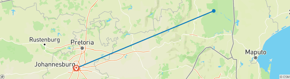 Carte du circuit Safari sur mesure dans le parc national Kruger, départ quotidien et visite privée