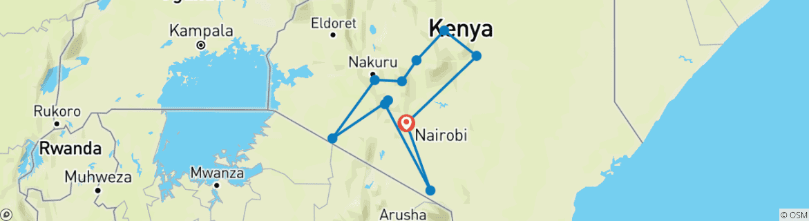 Map of Tailor-Made Kenya Adventure with Daily Departure & Private Tour