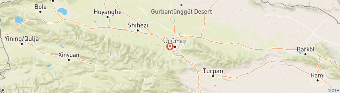 Carte du circuit Circuit étonnant de 8 jours dans le nord du Xinjiang : Urumqi, Tianchi, Hemu, Kanas, ville fantôme, canyon de Dushanzi