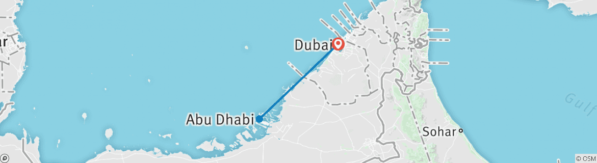 Map of DUBAI – Skyscrapers Desert Abu Dhabi with Oman Highlights