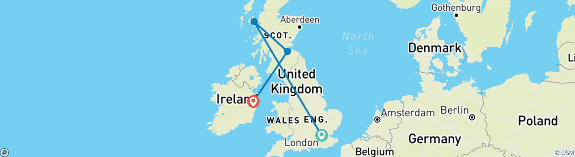 Map of England Scotland Ireland – Highlights of UK