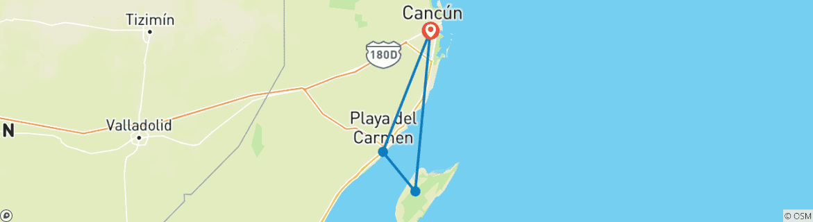 Map of MEXICO – Ruins Cenotes & Swim with Whale Shark