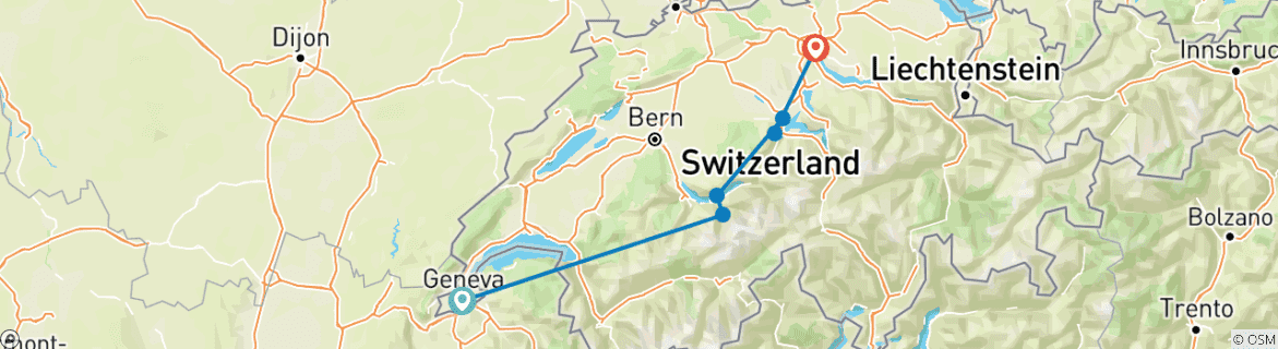 Carte du circuit SUISSE - Les points forts de Genève à Zurich