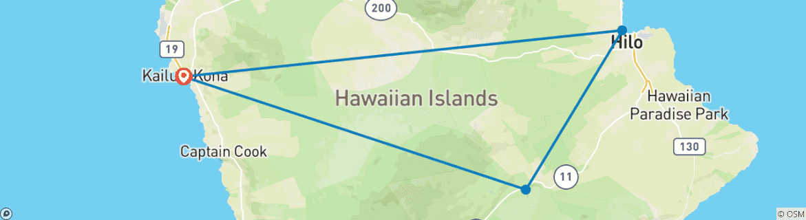 Carte du circuit USA - Hawaii Big Island Volcans et plages