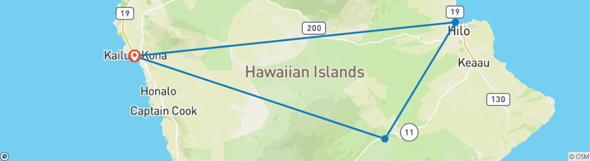 Map of USA – Hawaii Big Island Volcanoes & Beaches