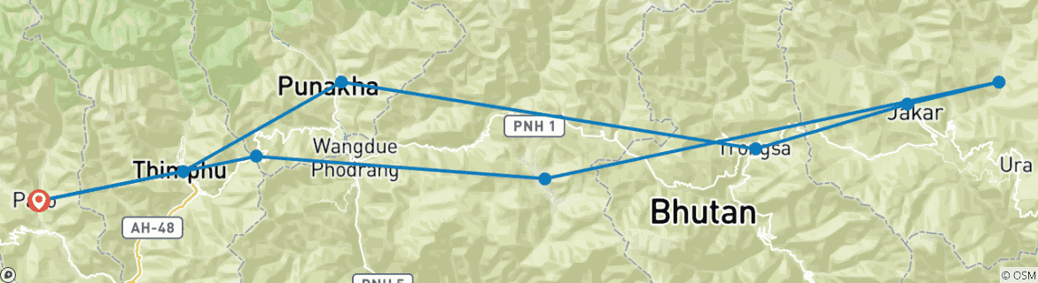 Karte mit der Reiseroute