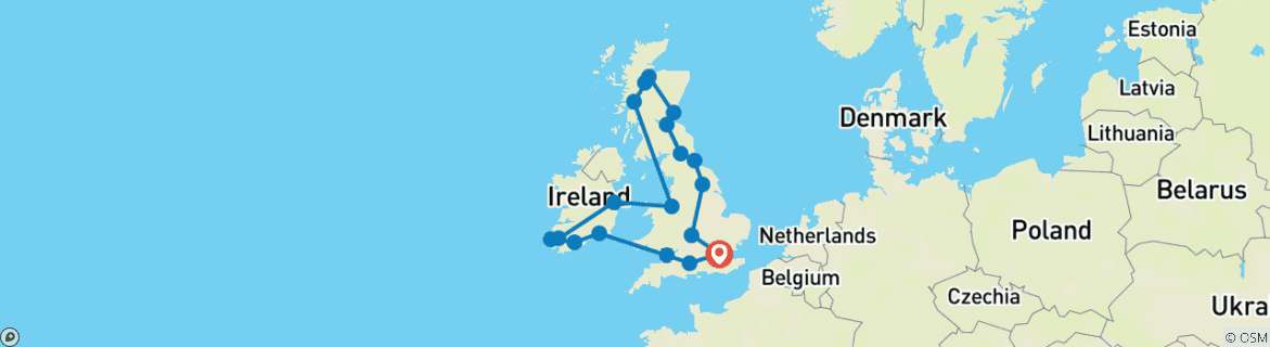 Karte von Großbritannien & Irland Entdeckungsreise (Kleingruppen, 15 Tage)