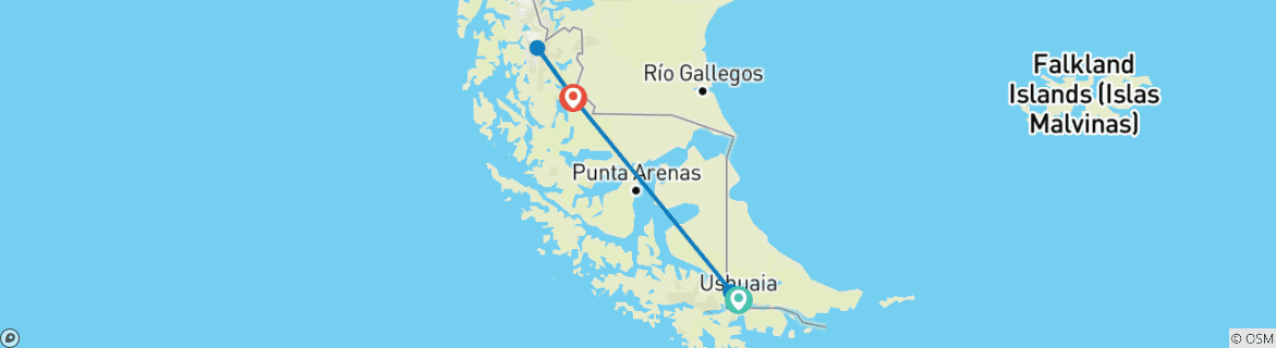 Karte mit der Reiseroute