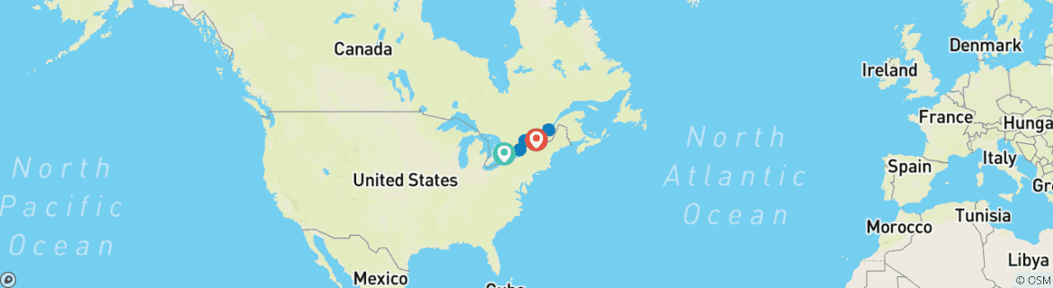 Mapa de Lo mejor del este de Canadá - acaba en Montreal, 9 días