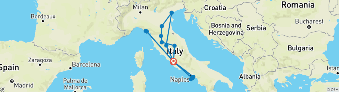 Carte du circuit Toute l'Italie