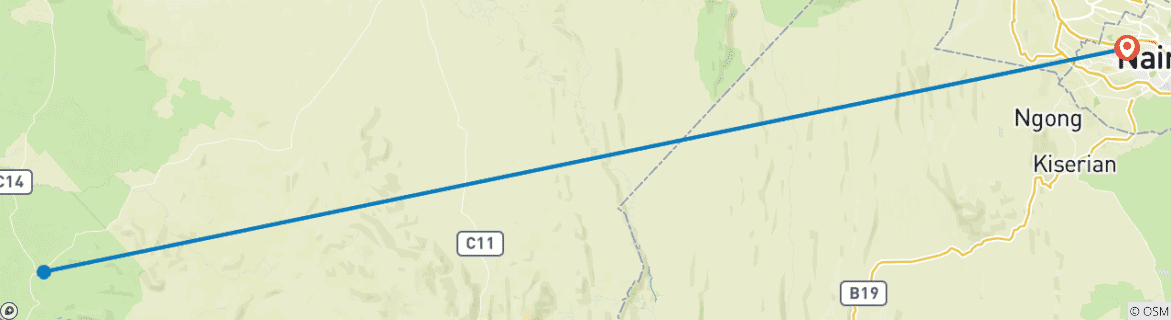 Mapa de Safari en grupo de 3 días a Maasai Mara en un Land Cruiser Jeep