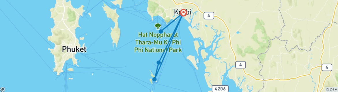 Image d'une carte montrant l'itinéraire du circuit