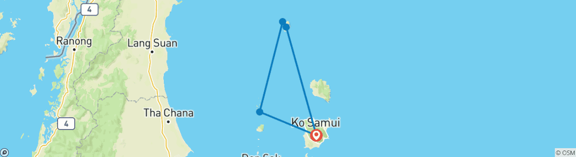 Karte mit der Reiseroute