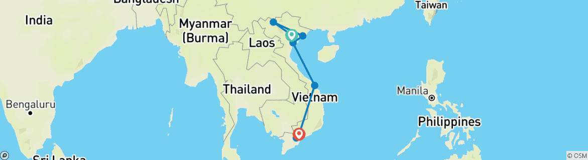 Map of Vietnam Experience 15 Day